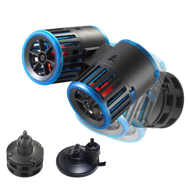 Carefree Fish Magnetic 2 Heads Aquarium Wave Maker Quiet and Strong Powerhead Submersible Water Circulation Pump 360° Adjustable for Freshwater and Saltwater 25W 5400Gph Zooko