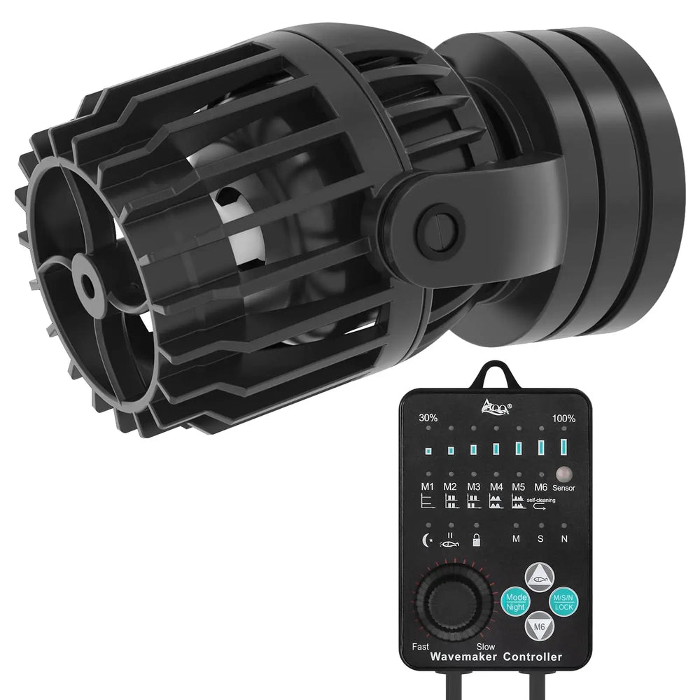AQQA Wave Maker for Aquarium Circulation Pump with Controller 2113GPH DC Powerhead with Strong Magnetic Suction Base 360° Rotating Aquarium Wavemaker for 70 to 180 Gal Saltwater Tank (23W) Zooko