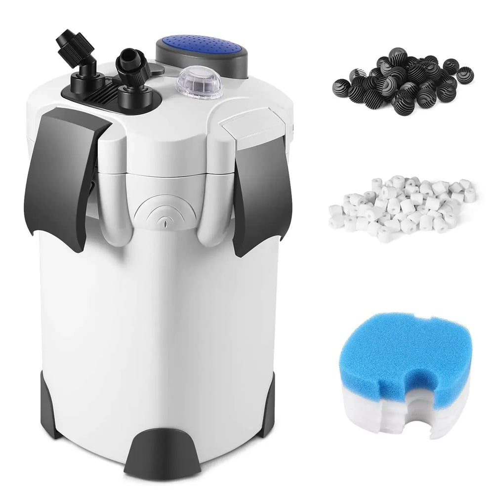 Flexzion Aquarium Canister Filter with 370GPH Flow Rate UV-C Lamp Spray Bar & 3-Stage Media Filtration for up to 100 Gallon Fish Tanks - Ultra-Quiet External Canister Filters for Aquarium Zooko