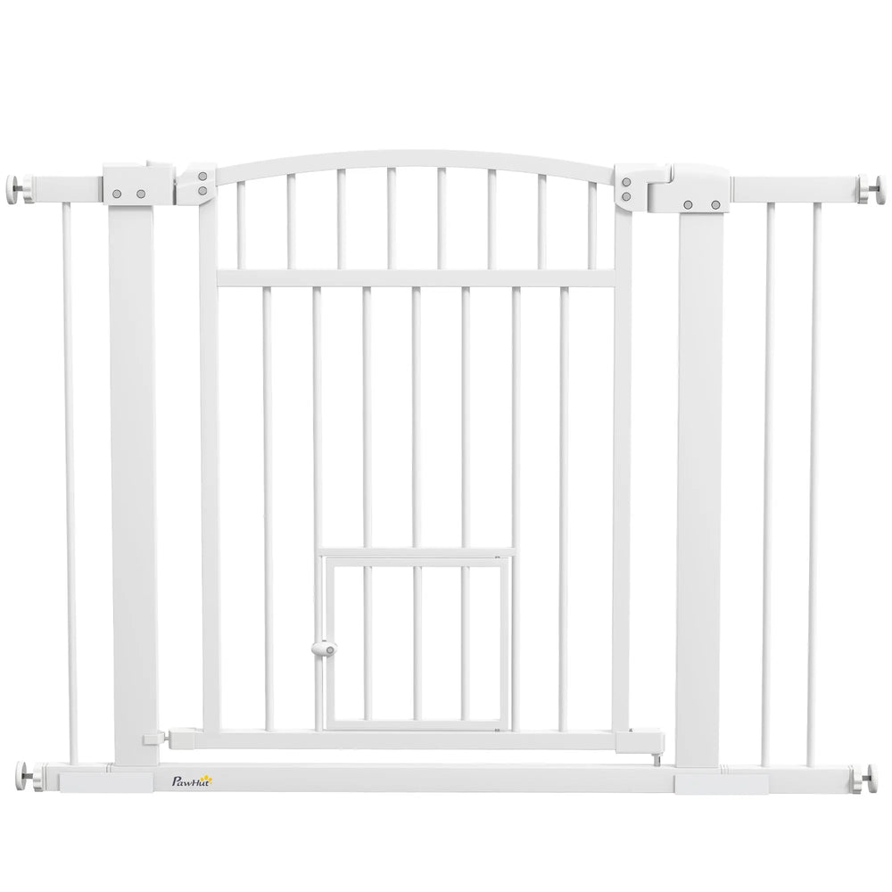 Barrière de sécurité chien système de double verrouillage montage par pression ou perçage largeur 76-104 cm blanc-0