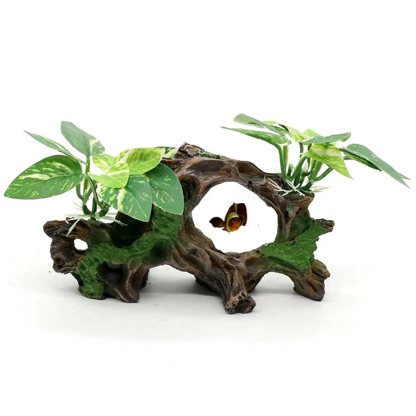 relaqcc Fish Tank Decorations Artifical Driftwood Cave Aquarium Decor Ornaments Silk Aquarium Plants for Betta Fish Tank Accessories Zooko