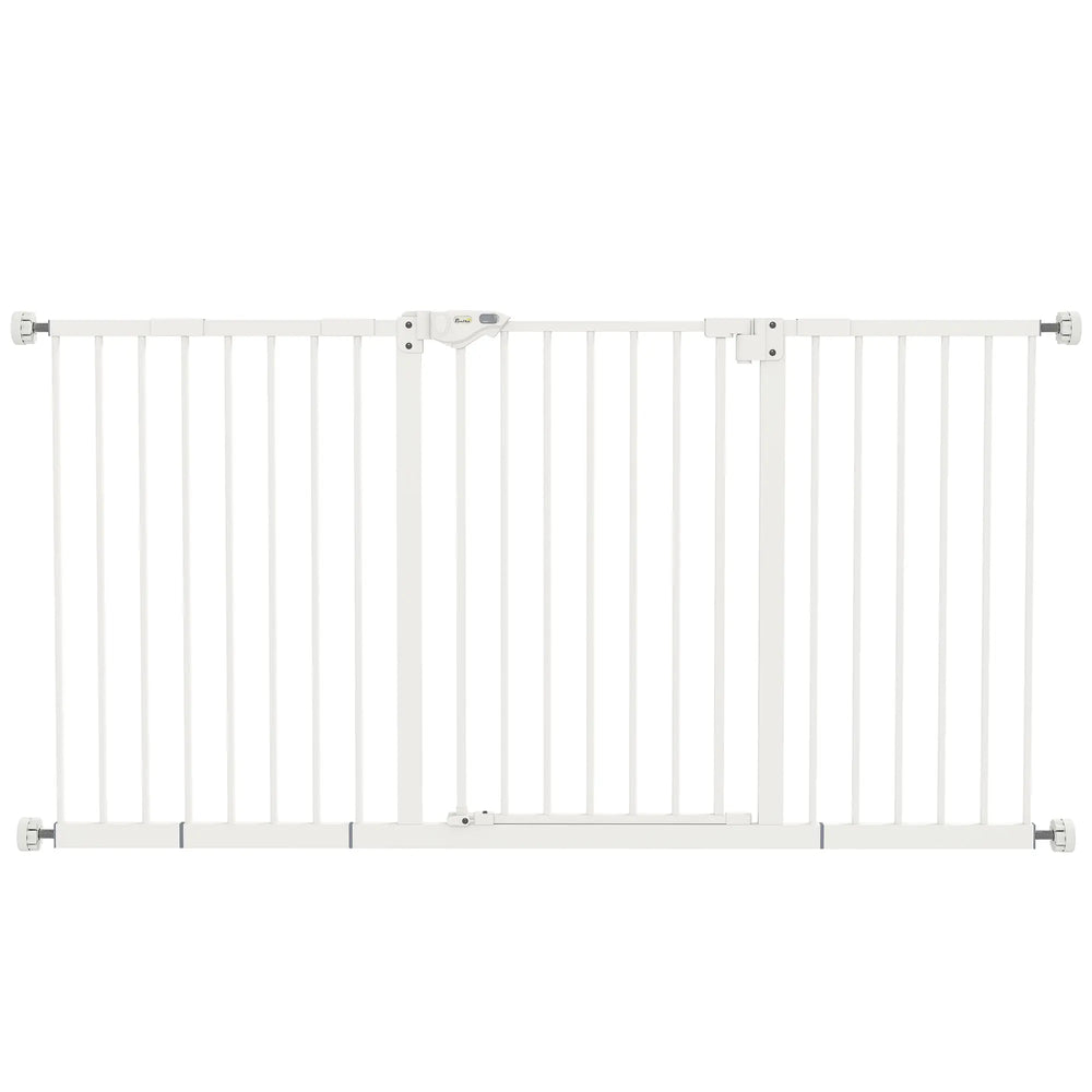 Barrière de sécurité animaux porte fermeture automatique système de double verrouillage sans perçage 3 extensions blanc-0