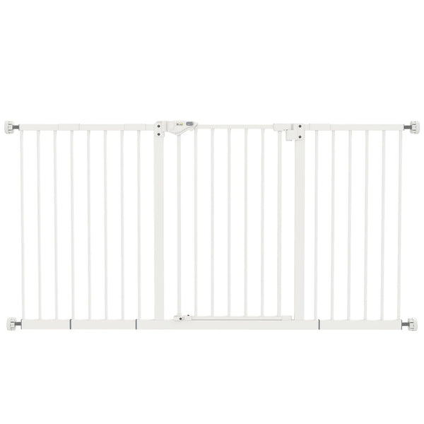 Barrière de sécurité animaux porte fermeture automatique système de double verrouillage sans perçage 3 extensions blanc-0