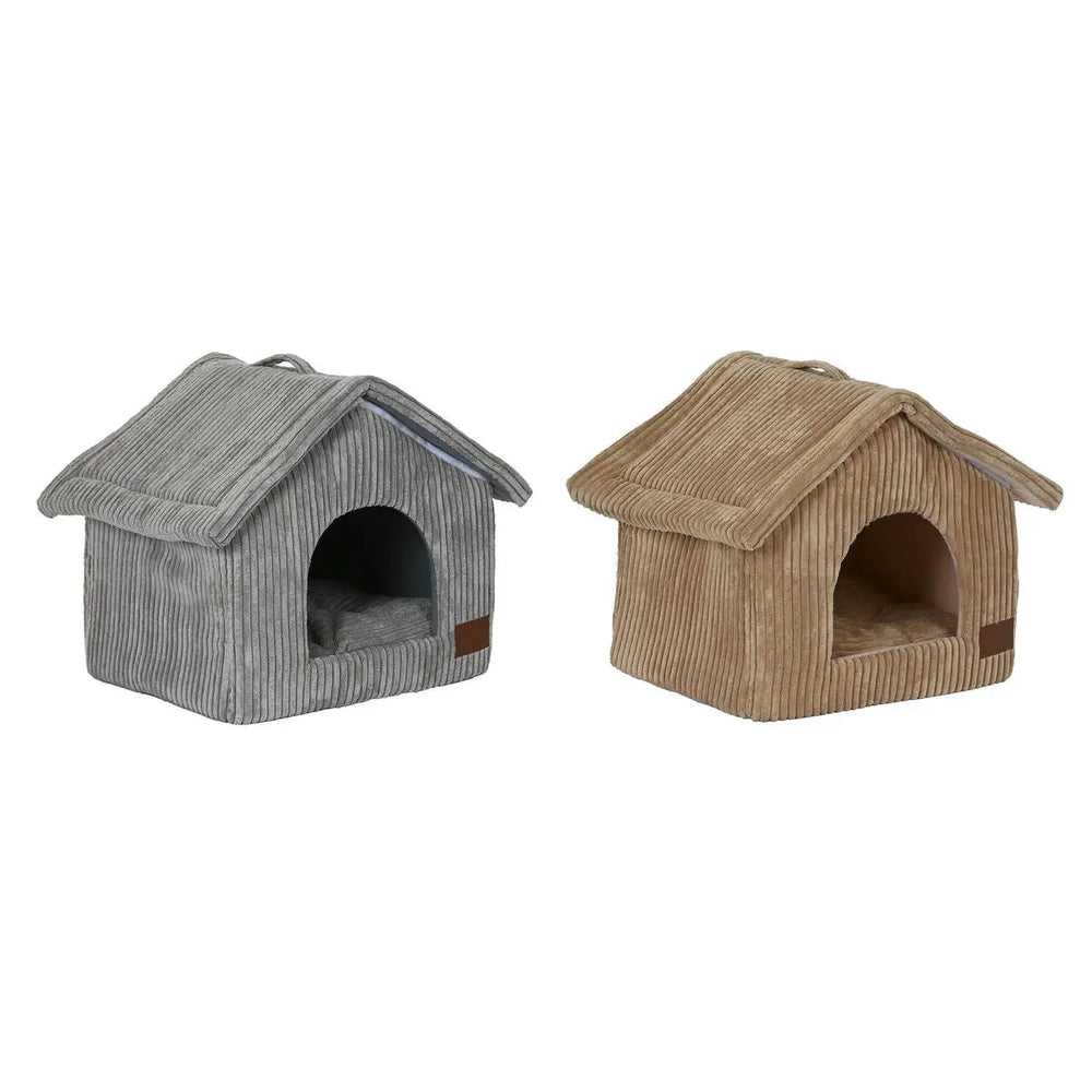 Pet bed DKD Home Decor 40 x 33 x 38 cm 48 x 37 x 40 cm Grey Camel Aluminium 2 Units-0
