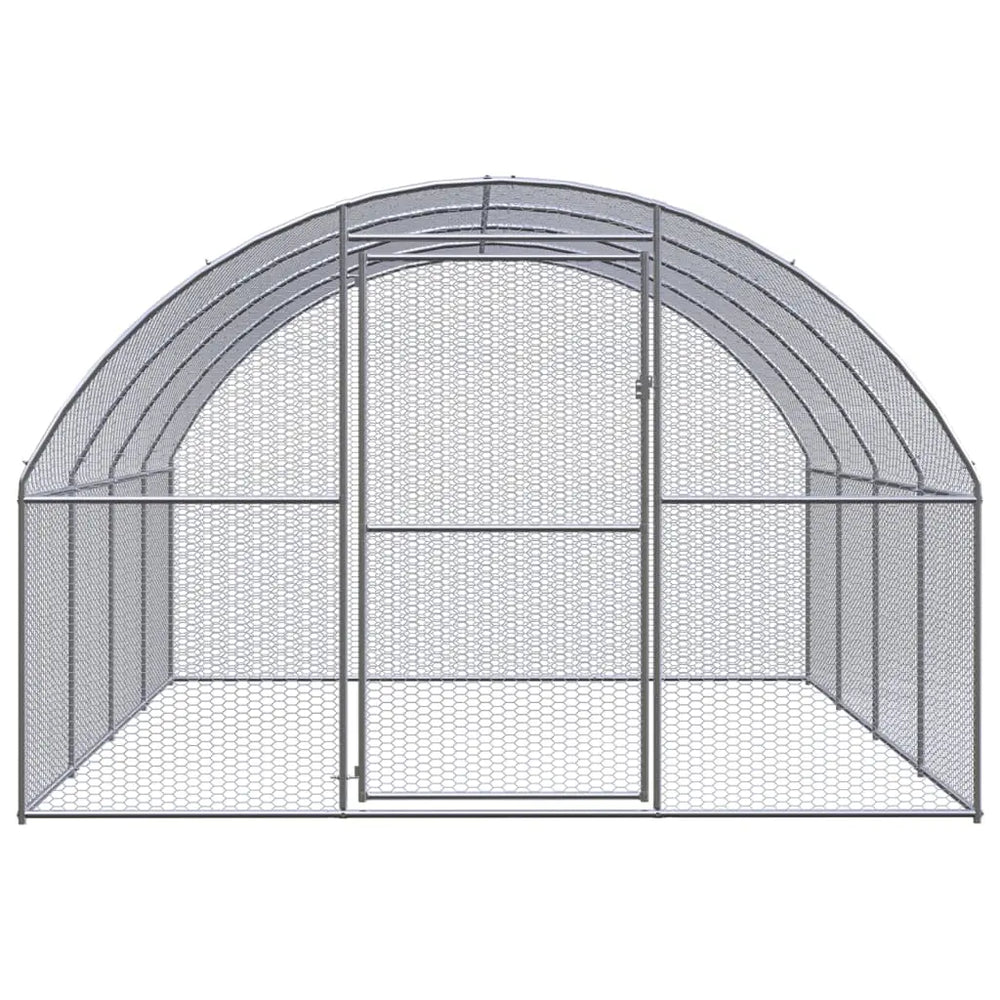 vidaXL Outdoor Chicken Coop 9.8'x13.1'x6.6' Galvanized Steel-0