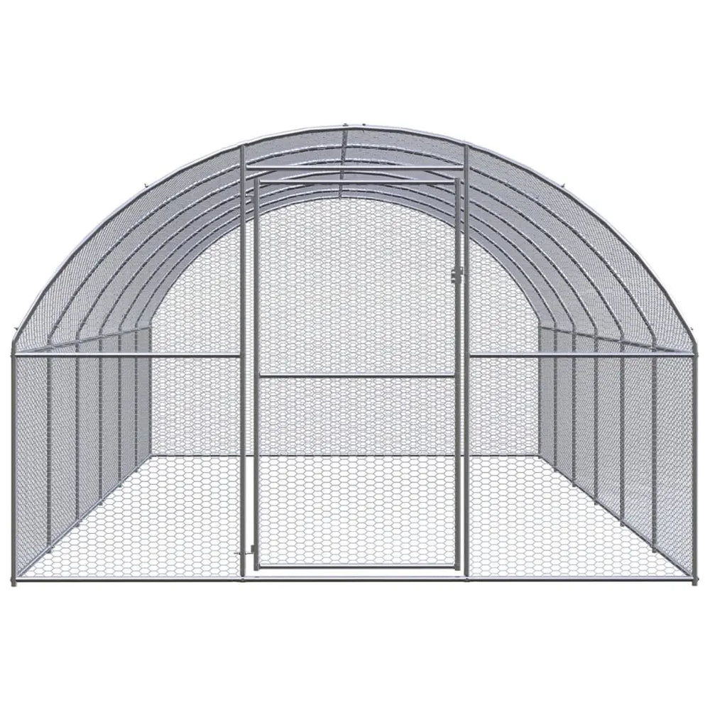 vidaXL Outdoor Chicken Coop 9.8'x19.7'x6.6' Galvanized Steel-0