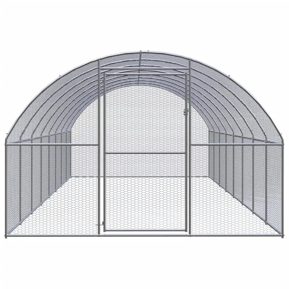 vidaXL Outdoor Chicken Coop 9.8'x26.2'x6.6' Galvanized Steel-0
