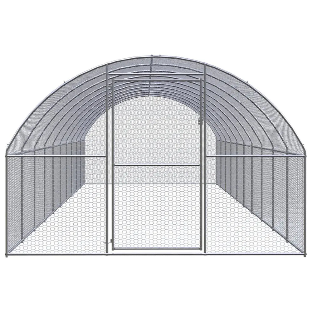 vidaXL Outdoor Chicken Coop 9.8'x32.8'x6.6' Galvanized Steel-0