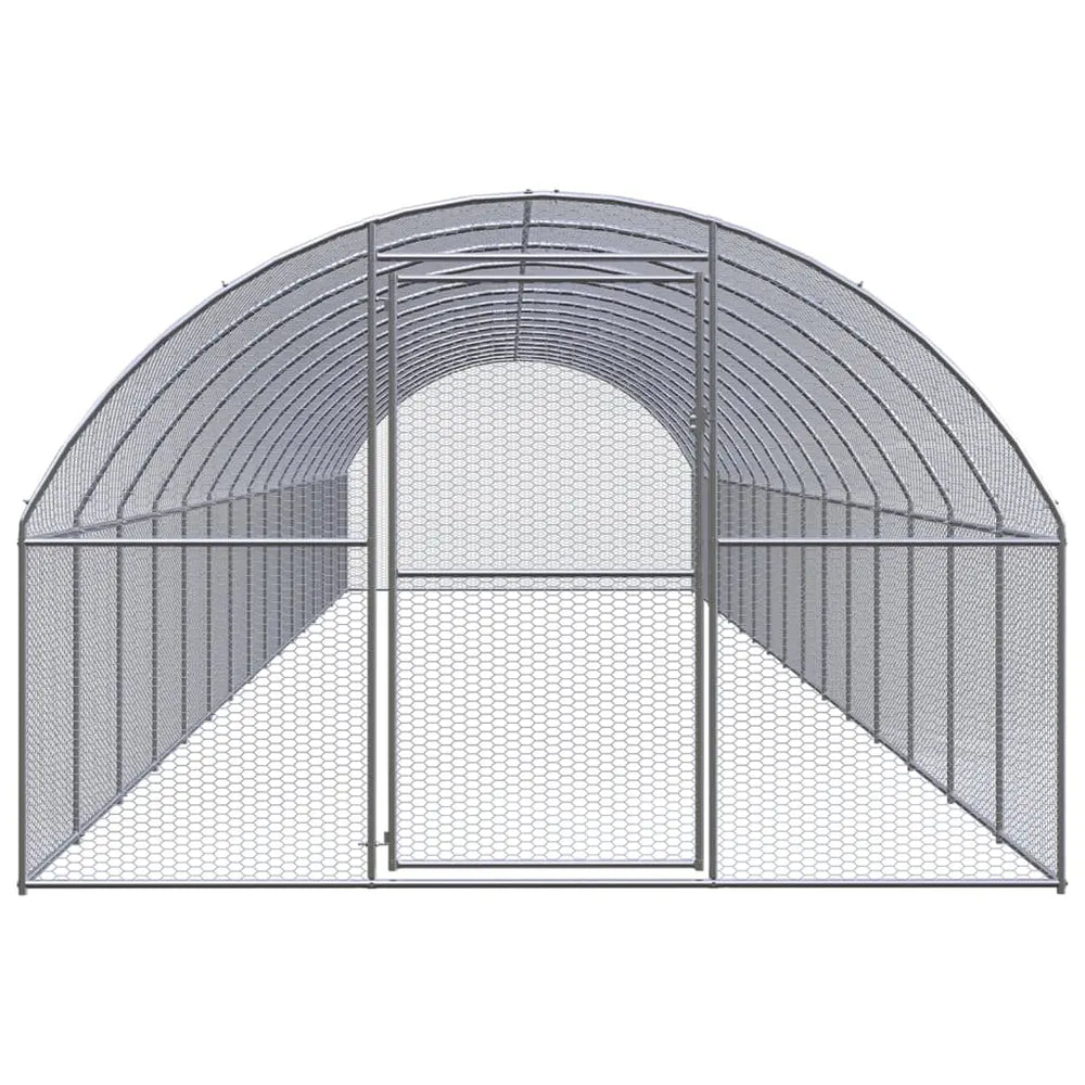 vidaXL Outdoor Chicken Coop 9.8'x52.5'x6.6' Galvanized Steel-0