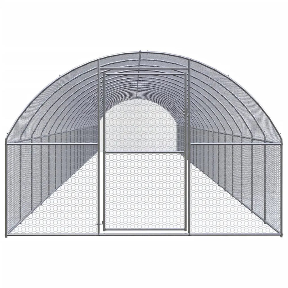 vidaXL Outdoor Chicken Coop 9.8'x65.6'x6.6' Galvanized Steel-0