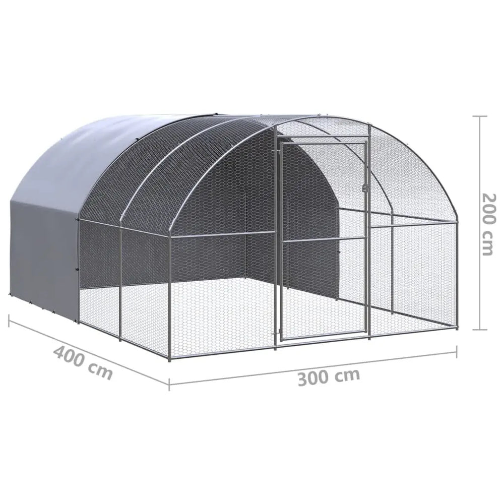 vidaXL Outdoor Chicken Coop 9.8'x13.1'x6.6' Galvanized Steel-0