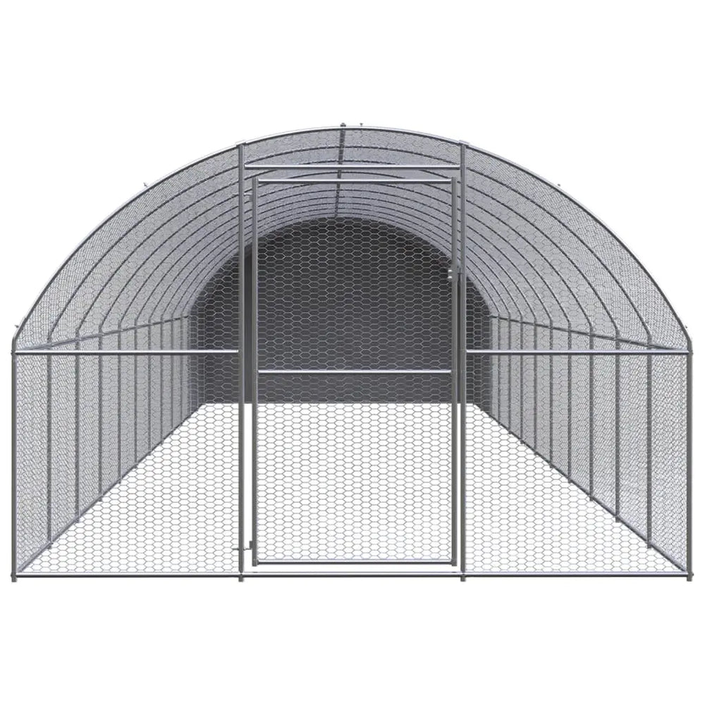 vidaXL Outdoor Chicken Coop 9.8'x39.4'x6.6' Galvanized Steel-0