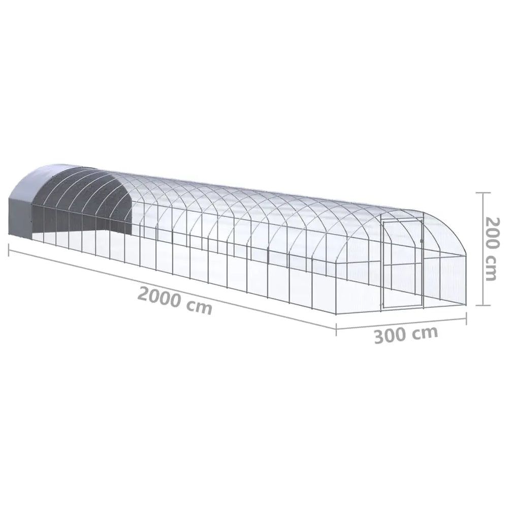 vidaXL Outdoor Chicken Coop 9.8'x65.6'x6.6' Galvanized Steel-0