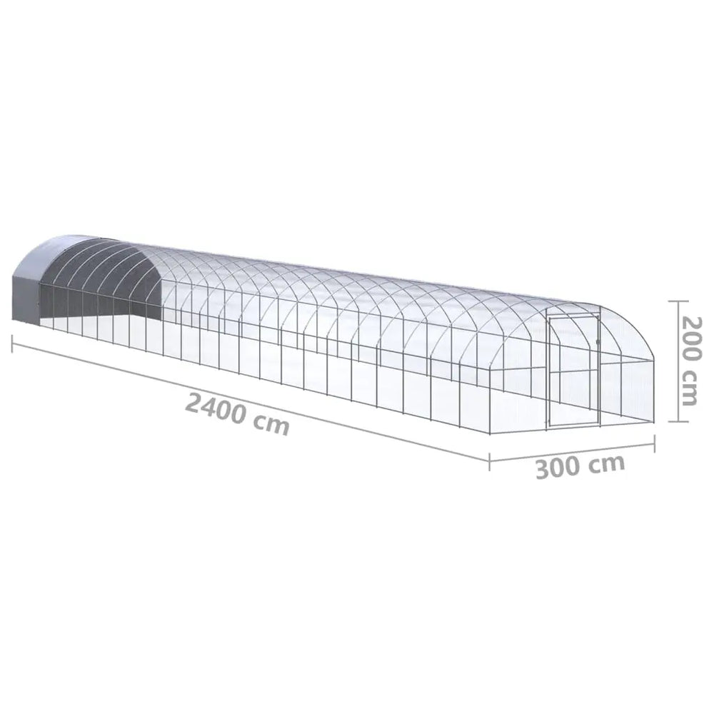 vidaXL Outdoor Chicken Coop 9.8'x78.7'x6.6' Galvanized Steel-0
