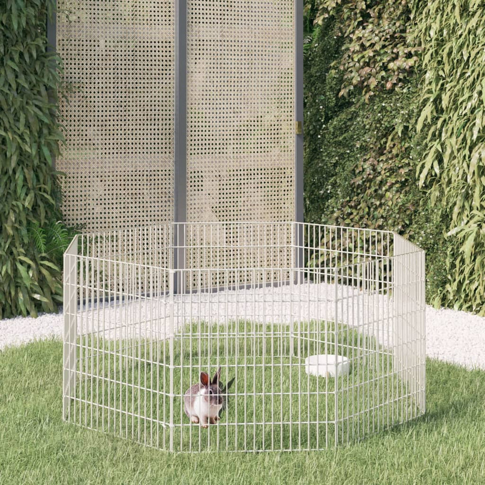 vidaXL Free Range Animal Enclosure 8-Panel 21.3"x23.6" Galvanized Iron-0