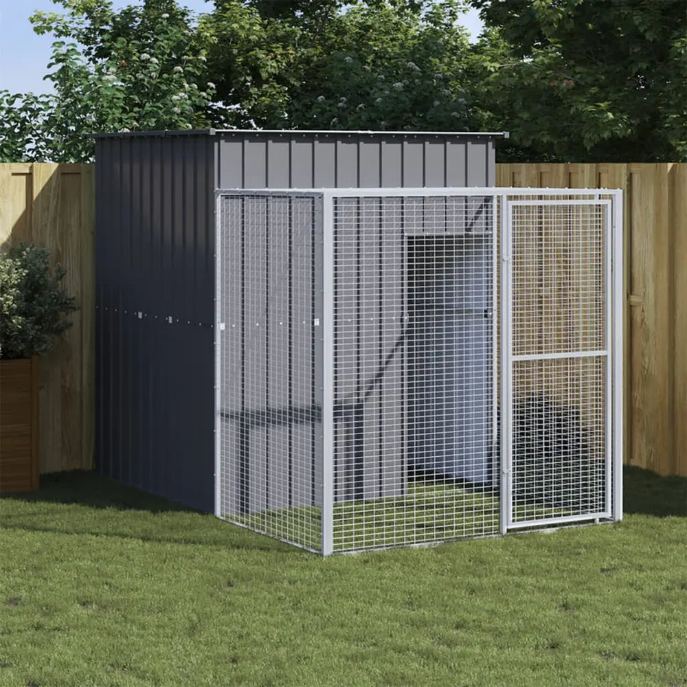 vidaXL Chicken Coop Metal Chicken Cage Animal House with Run Galvanized Steel-10