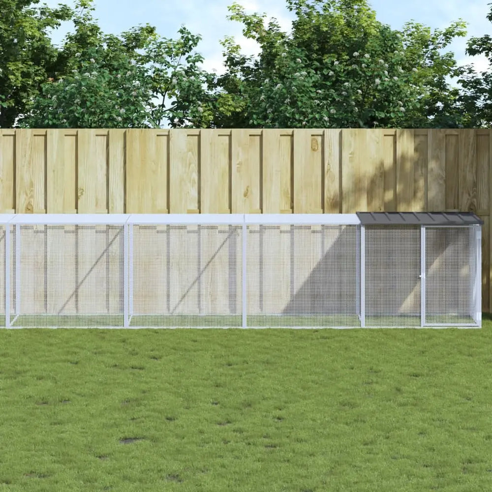vidaXL Chicken Cage with Roof Metal Chicken Coop Animal House Galvanized Steel-5
