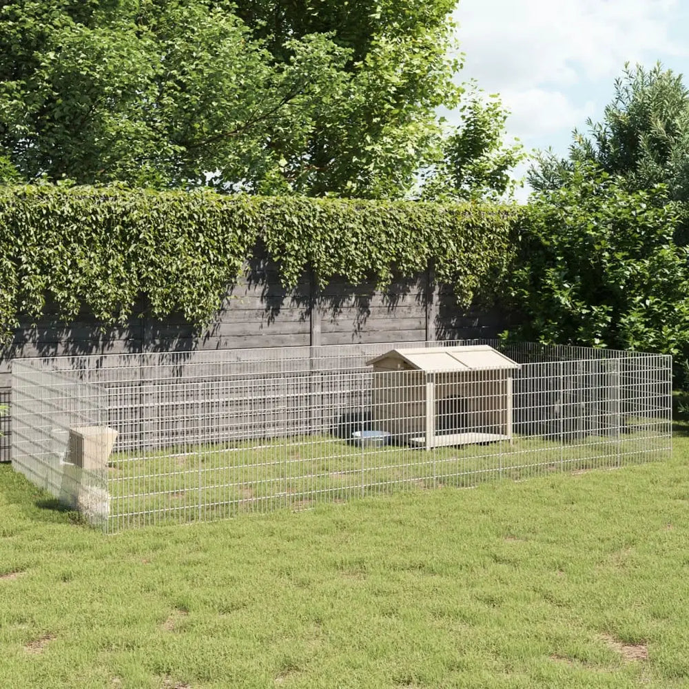vidaXL Free Range Animal Enclosure 24-Panel 21.3"x31.5" Galvanized Iron-0
