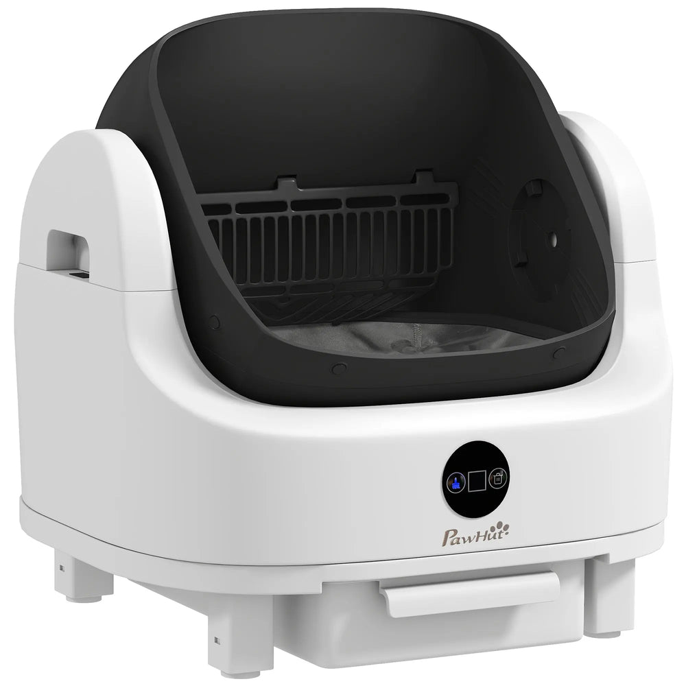 Litière chat autonettoyante bac à litière pour chat automatique ouvert isolation des odeurs/protection de sécurité blanc-0