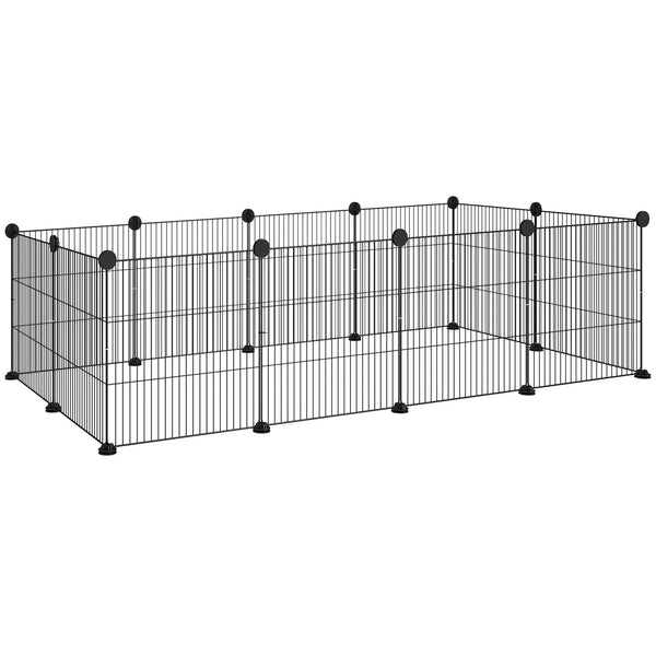 Cage parc enclos pour animaux domestiques bords arrondis fil en acier 140 x 70 x 35 cm noir-0