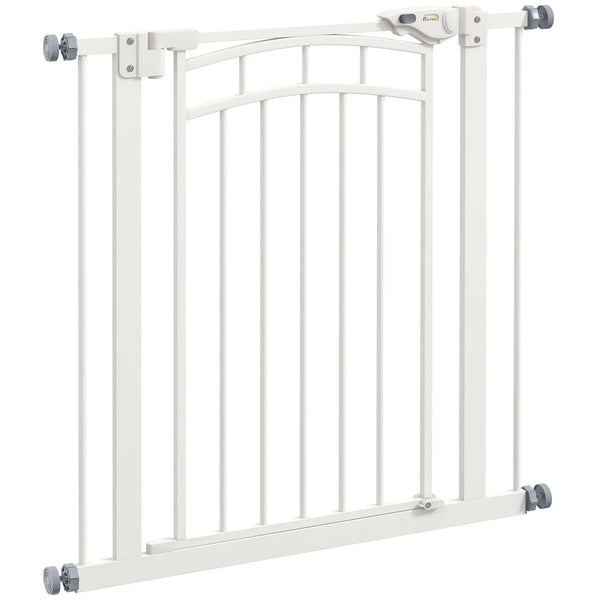 Barrière de sécurité pour chien barrière d'escalier extensible double verrouillage 74-80 x 76 cm blanc-0
