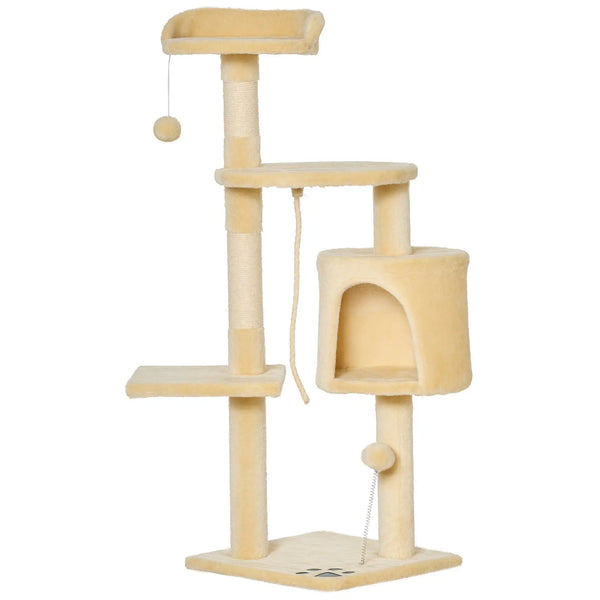 Arbre à chats multi-équipements griffoirs grattoirs plateformes niche corde jouets 40L x 40l x 114H cm beige-0