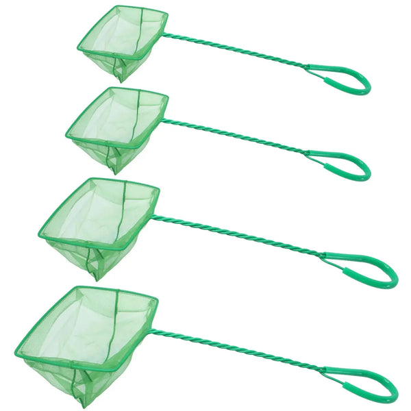 PHITUODA 4 Pack Aquarium Fish Net 4 Sizes Quick Catch Mesh Nylon Fishing Catch Nets Square Fish Nets with Handle (3in 4in 5in 6in) Zooko