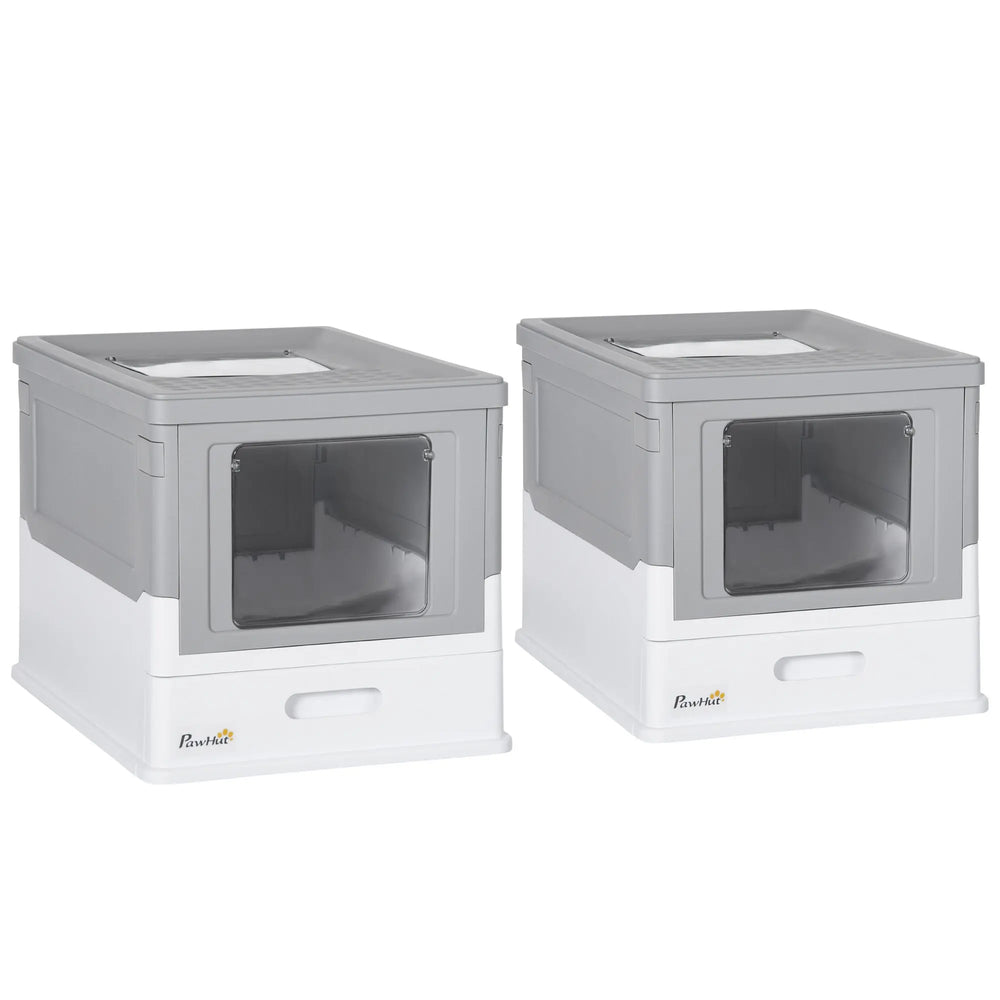 Lot de 2 maisons de toilette pour chat pliable double porte battante et supérieure pelle fourni 47,5 x 35,5 x 36,7 cm-0
