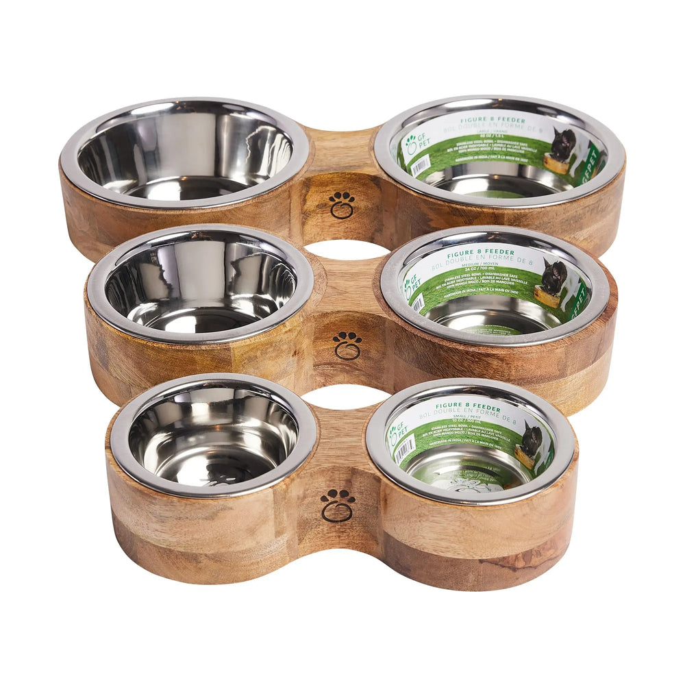 Mangeoire double en bois et métal GF Pet