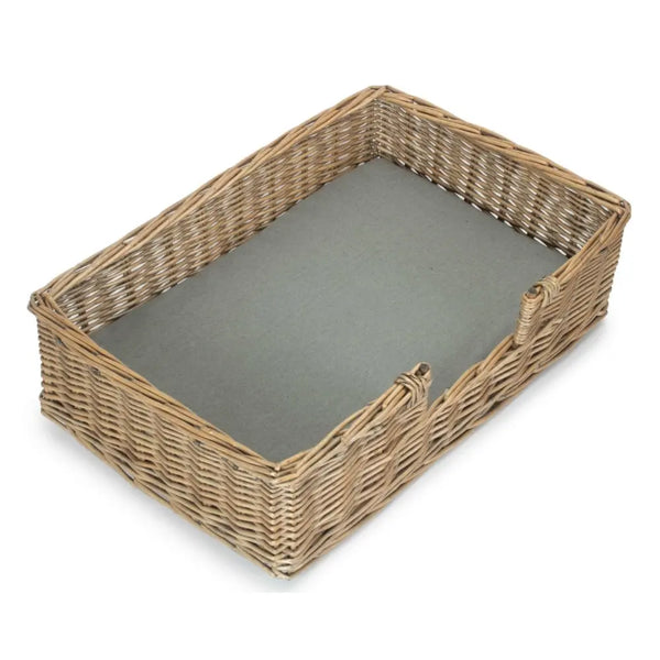 Wicker Rectangular Dog Bed with Cushion-0