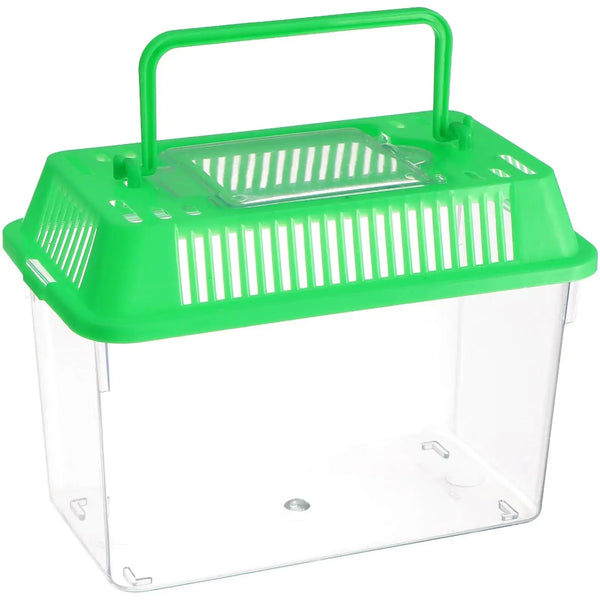 Baluue Portable Fish Tank Handheld Fish TankPlastic Mini Fish Box Transparent Cutout Design Plastic Aquarium with Handle for Turtle and Pet Fish (Random Color Lid) Zooko