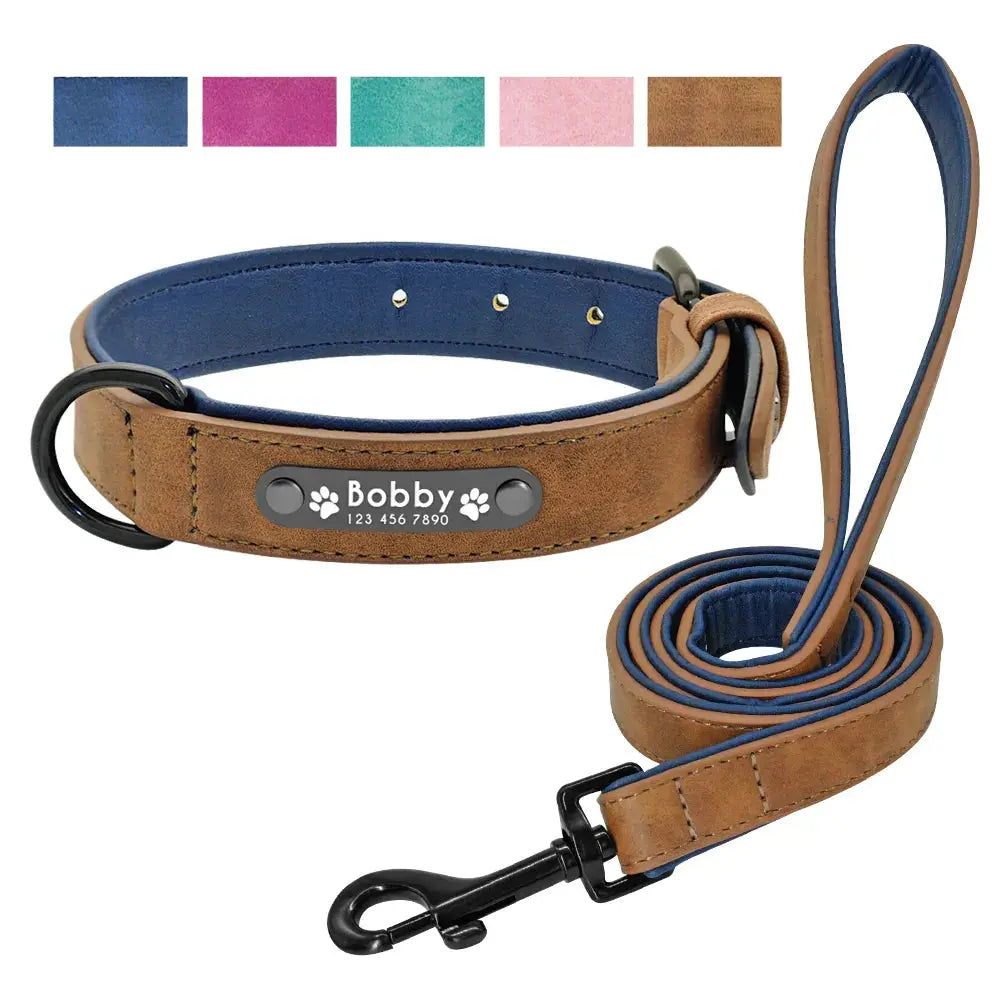 Ensemble collier et laisse en cuir pour chien Zooko