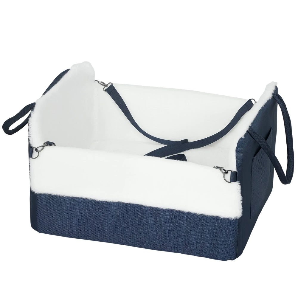 Siège auto pour chien avec ceinture de sécurité et fixation, siège de voiture pour chiens 55 x 46 x 32 cm bleu marine-0