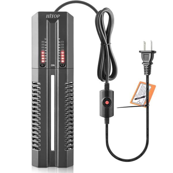 HITOP 400W 600W Double Tube Aquarium Heater Sturdy Fish Tank Heater with Case Adjustable Heater for 45-125Gal Fresh Water/Saltwater Zooko