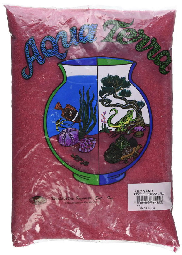 Aqua Terra Red Sand Aquarium Sand 5 Lbs - Premium Aquarium Sand Decorative Substrate Ideal Fish Tank Accessories Natural Coated Sand for Decorative Tanks Zooko