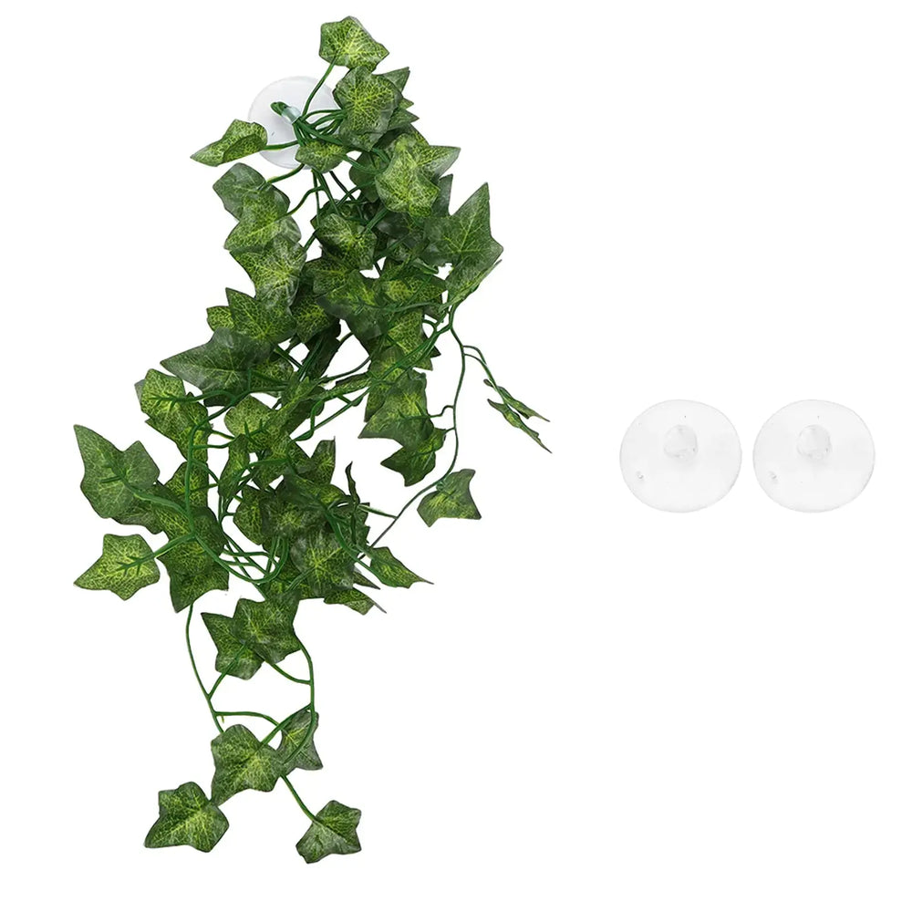 Pssopp Lifelike Plant Decorative Hanging Silk Terrarium Plant with Suction Cup for for Reptile Rainforest Box Aquarium Landscape(NFF‑87) Zooko