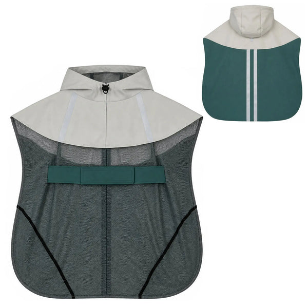 Imperméable pour Chien avec Capuche, Bandes Réfléchissantes, Ouverture pour Laisse, 110x72x0,5cm, Vert-0