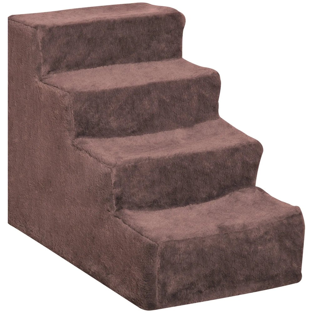 Escalier pour chien à 4 marches escalier pour chat échelle antidérapante pour animaux 60 x 35 x 44 cm marron-0