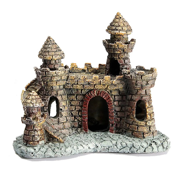 HoneTeek Resin Castle Fish Tank Decorations Vintage Castle Large Aquarium Decorations for Betta Cichlid Goldfish Shrimps Hermit Crabs Fish Tank Supplies Accessories for Freshwater and Saltwater Zooko