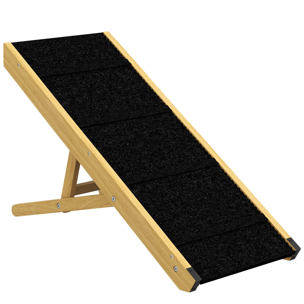 Rampe pliable pour chiens en bois facile à transporter, 4 hauteurs, 83,5 x 35 x 47,5 cm, bois naturel-0
