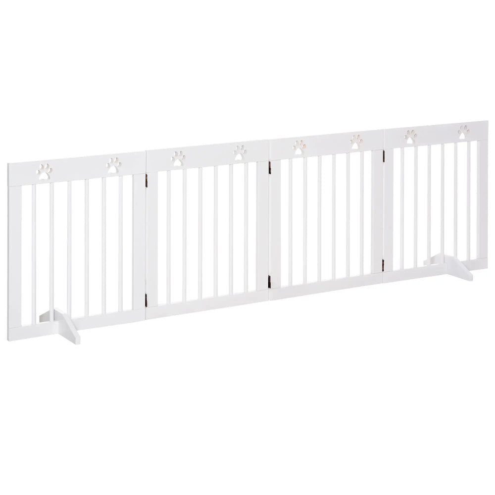 Barrière de sécurité barrière modulable pliable pour animaux de compagnie 4 panneaux en bois de pin massif 204 x 30 x 61 cm blanc-0