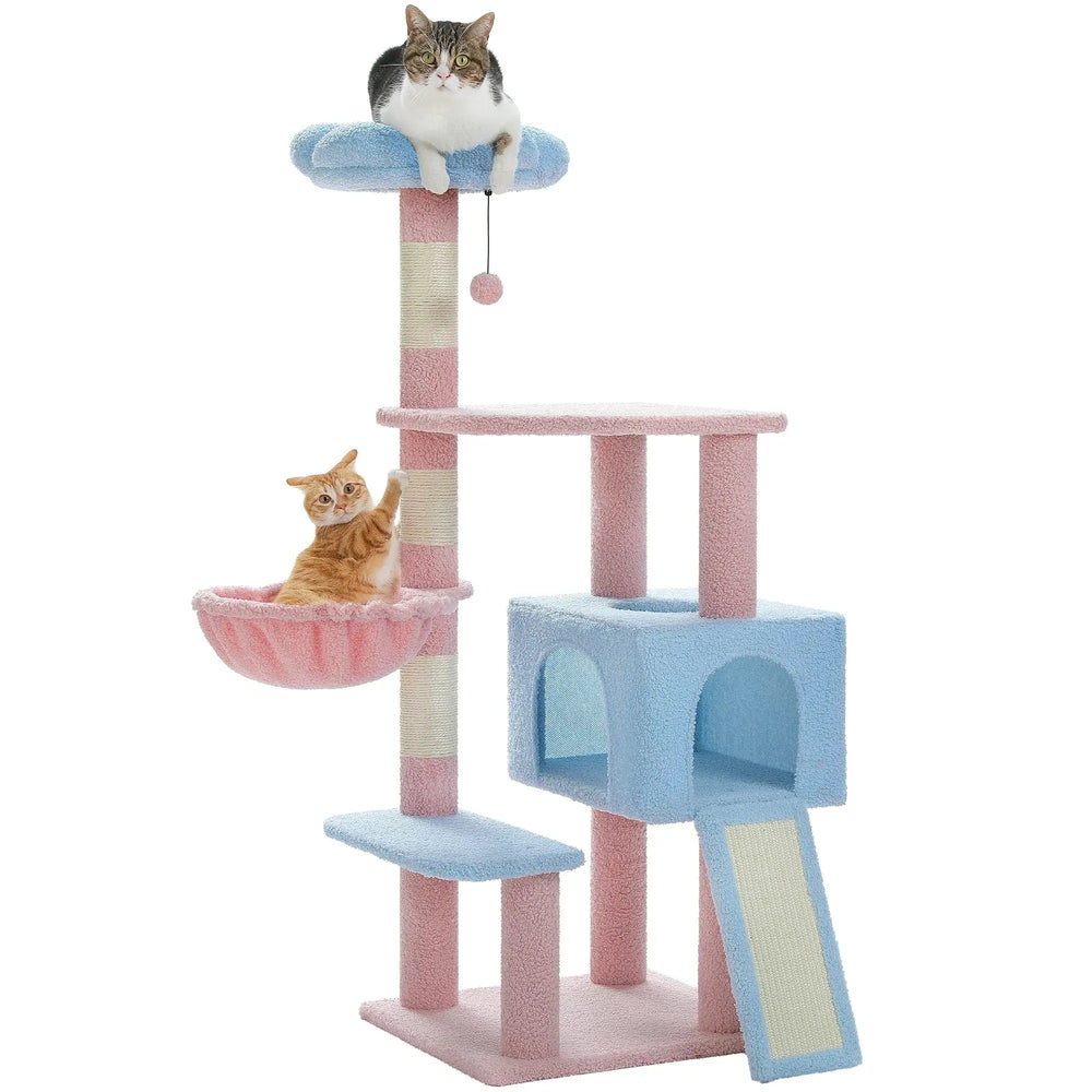 Flower Cat Tree Multi-Level Cat Tower with Sisal Covered Scratching Posts Cute Cat Condo for Indoor Small Medium Cats Top Perch-5