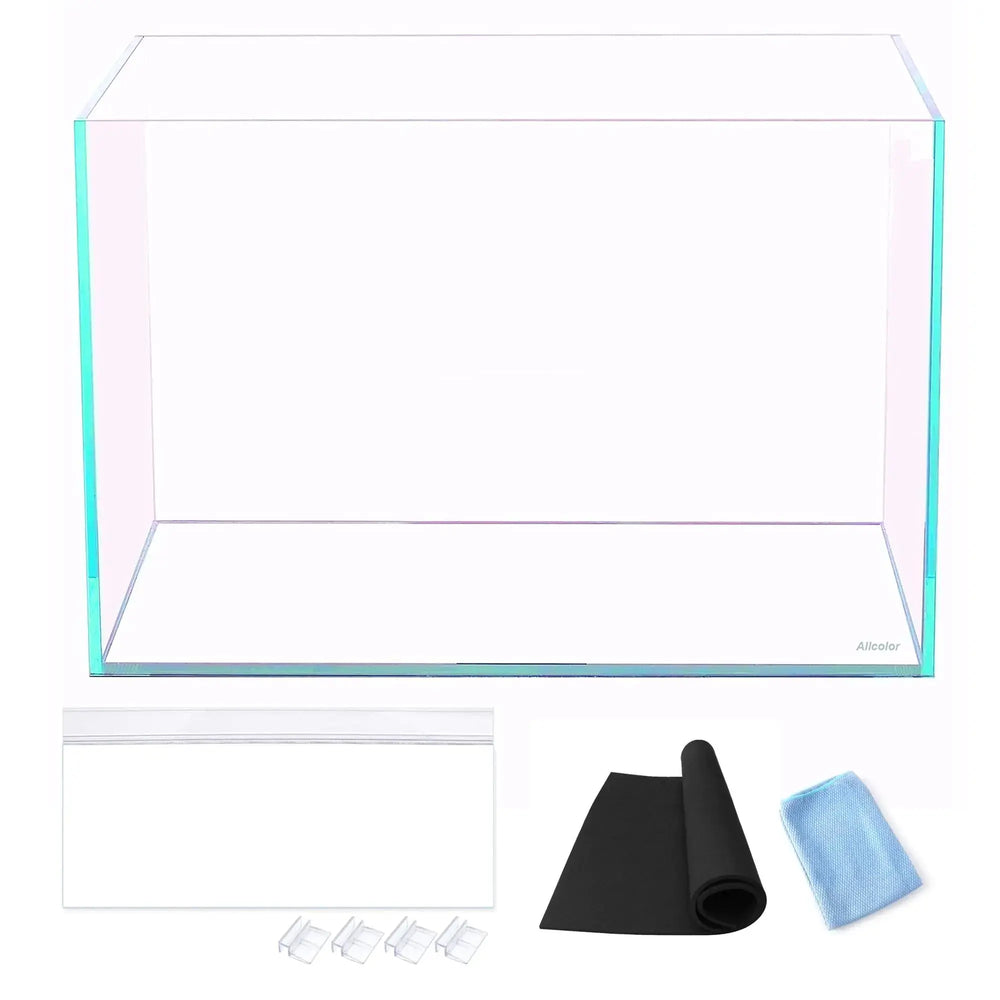 Allcolor Ultra Clear Rimless Aquarium Tank 2-22 gallons Low Iron Glass (21Gal - Top Glass Canopy) Zooko