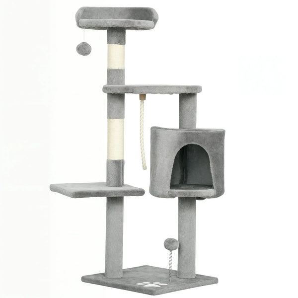 Arbre à chats multi-équipements griffoirs grattoirs plateformes niche corde jouets 40 x 40 x 114 cm gris-0