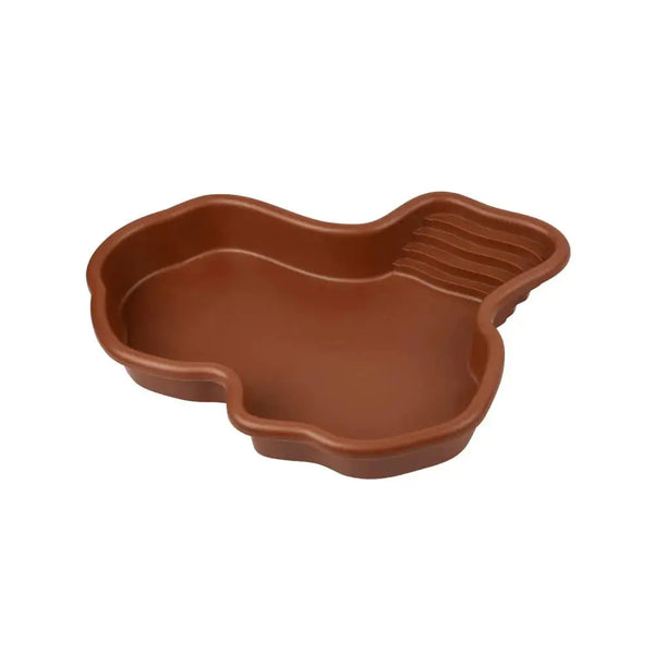 Flushbay Extra Large Reptile Bathing Pool Reptile Feeding Dish Water Bowl with Ramp Aquarium Ornament for Gecko Snake Turtle Bearded Dragon Lizard Bath (Brown) Zooko