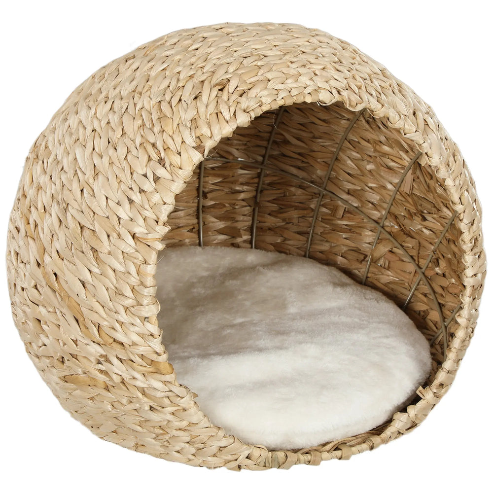 Panier pour chat maison pour chats coussin moelleux intérieur spacieux en quenouille 45 x 41 x 37 cm marron-0