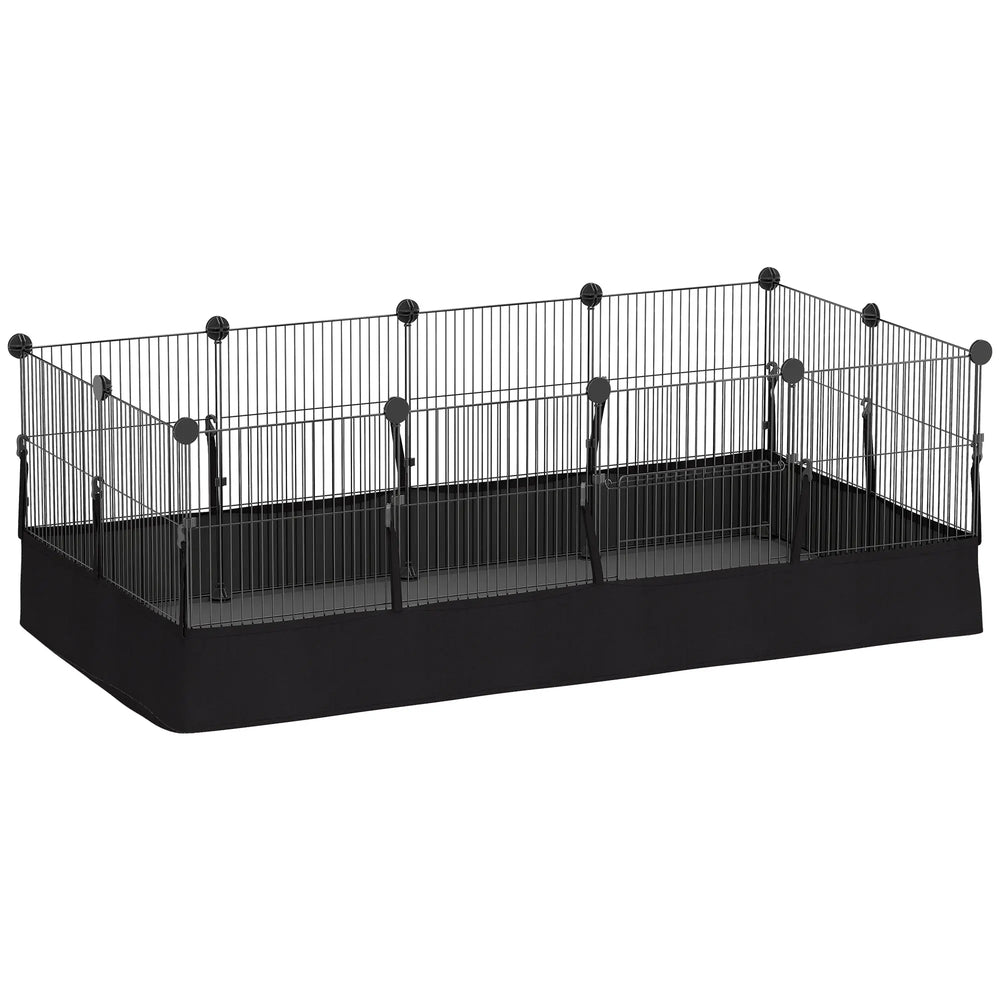 Enclos pour petits animaux, cage à lapin modulable 12 panneaux avec tapis étanche, en acier, 120 x 60 x 40 cm, noir-0