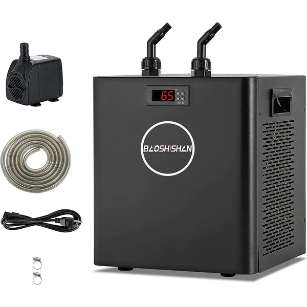 BAOSHISHAN 79gal Aquarium Chiller 1/3 HP Axolotl Cooler Special Quiet Design Refrigeration Compressor for hydroponics Coral Reef Fresh & Salt Tank (79gal/300L) Zooko