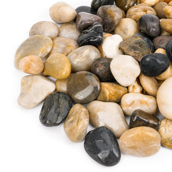 Mr. Fireglass Natural Polished Pebbles 1 Inch Decorative Mixed Color Stones Aquarium Gravel River Rocks for Vase Succulents Landscaping and Home Decor (5-lb Bag) Zooko