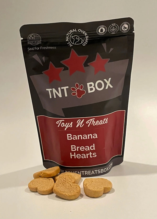 Banana Bread Hearts Dog Treats - All Natural Oven Baked-0